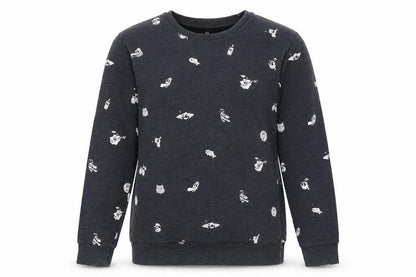 Pull & Bear Women's Black Cartoon Print Pullover Sweatshirt Size S