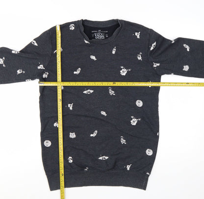 Pull & Bear Women's Black Cartoon Print Pullover Sweatshirt Size S