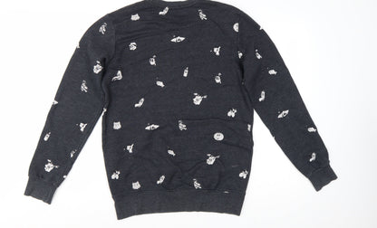 Pull & Bear Women's Black Cartoon Print Pullover Sweatshirt Size S