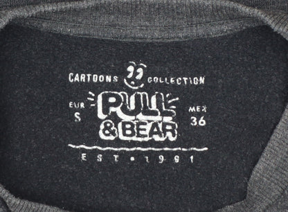 Pull & Bear Women's Black Cartoon Print Pullover Sweatshirt Size S