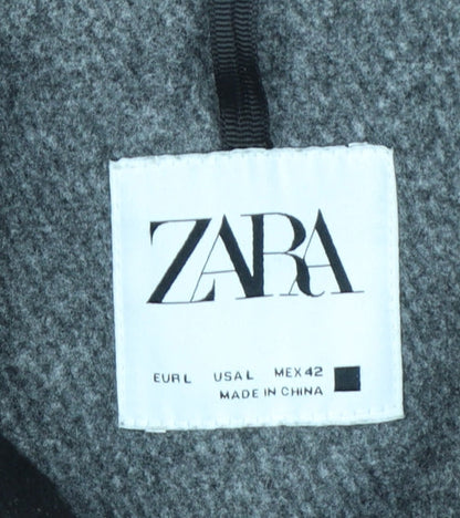 Zara Women Black L Polyester Bomber Jacket with Zip Pockets