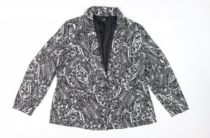 Wallis Women Black & White Paisley Blazer Jacket UK 18 Regular Fit
