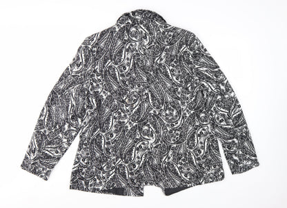 Wallis Women Black & White Paisley Blazer Jacket UK 18 Regular Fit