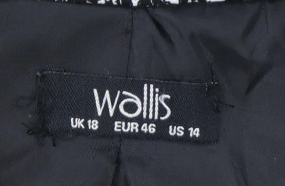 Wallis Women Black & White Paisley Blazer Jacket UK 18 Regular Fit
