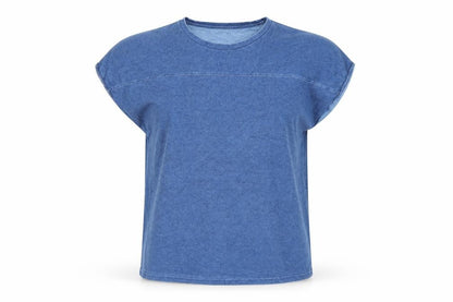 Nümph Women's Blue Basic Sleeveless Jersey T-Shirt Size M