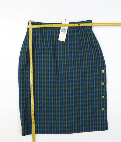 Country Casuals Women’s Multicoloured Wool Check Pencil Skirt Size 14