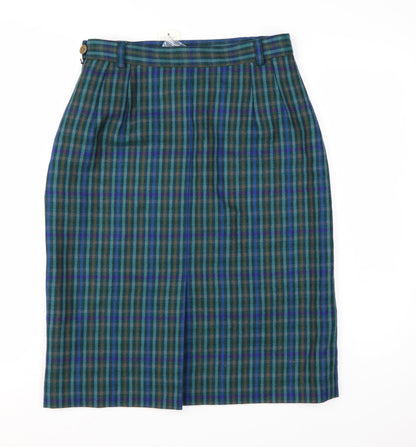 Country Casuals Women’s Multicoloured Wool Check Pencil Skirt Size 14
