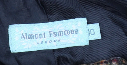 Almost Famous London Women’s Multicoloured Wool Blend Pea Coat Size 10
