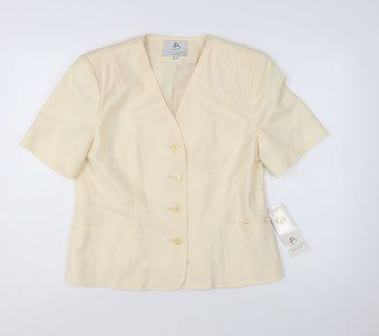 Paul Berman Womens Beige Short Sleeve Suit Jacket UK 14 Classic Fit