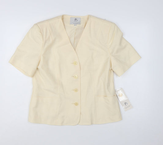 Paul Berman Womens Beige Short Sleeve Suit Jacket UK 14 Classic Fit