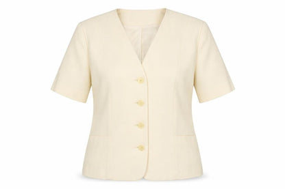 Paul Berman Womens Beige Short Sleeve Suit Jacket UK 14 Classic Fit