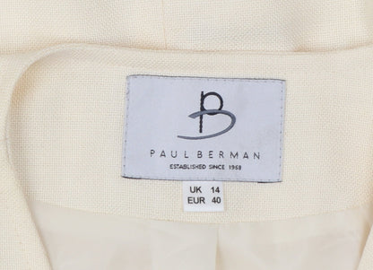 Paul Berman Womens Beige Short Sleeve Suit Jacket UK 14 Classic Fit