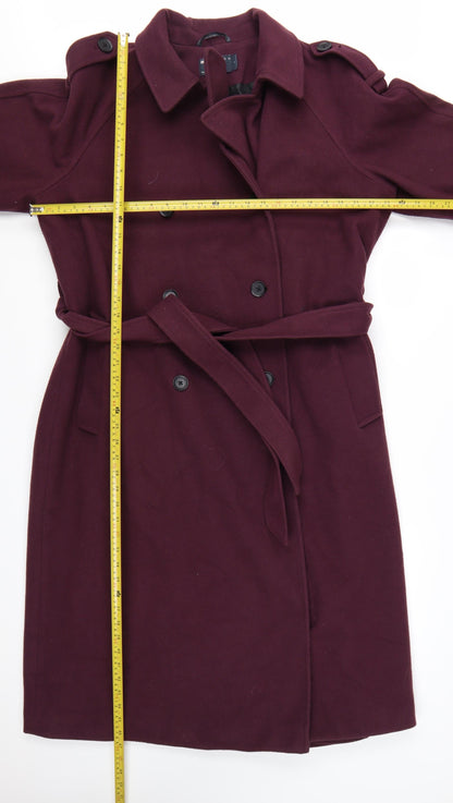 ASOS DESIGN Women’s Purple Long Trench Coat Size L Belted Classic Style