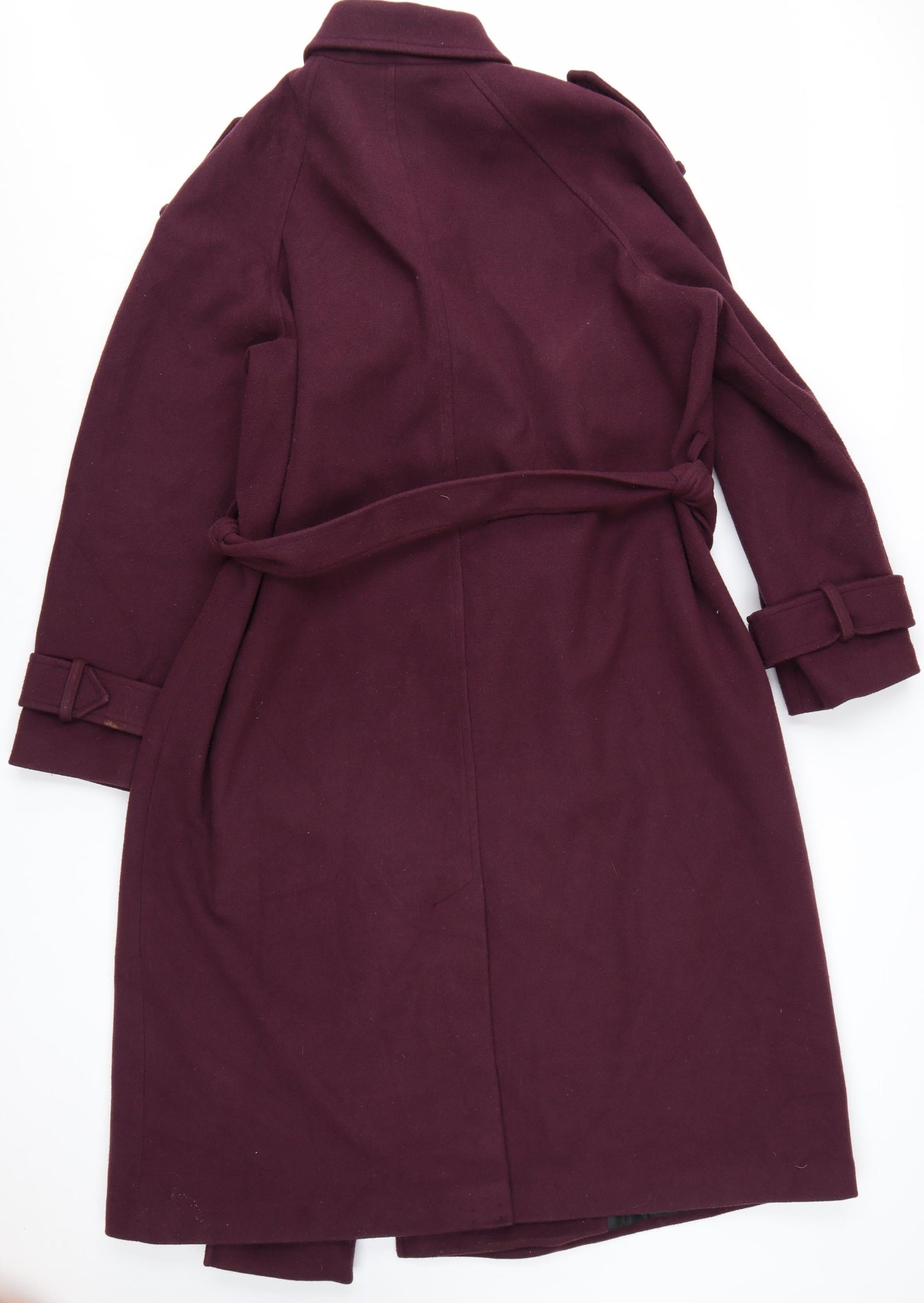 ASOS DESIGN Women’s Purple Long Trench Coat Size L Belted Classic Style