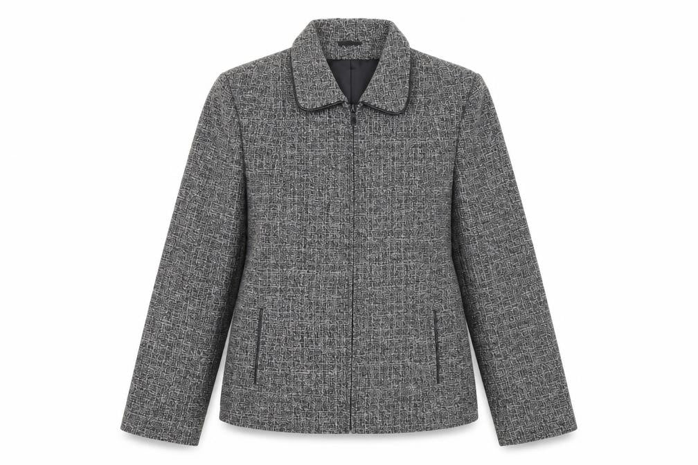 Berkertex Women's Grey Tweed Zip-Up Jacket Size 16 Lined Classic Style