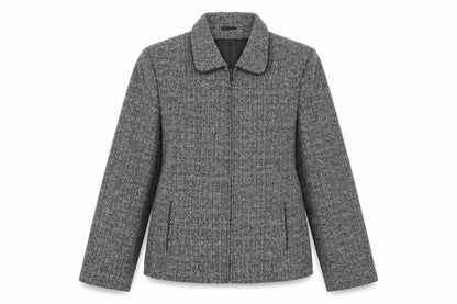 Berkertex Women's Grey Tweed Zip-Up Jacket Size 16 Lined Classic Style