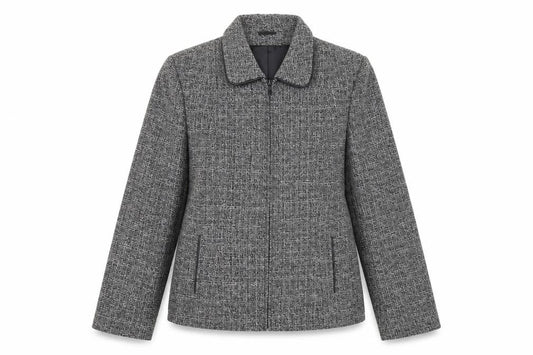 Berkertex Women's Grey Tweed Zip-Up Jacket Size 16 Lined Classic Style