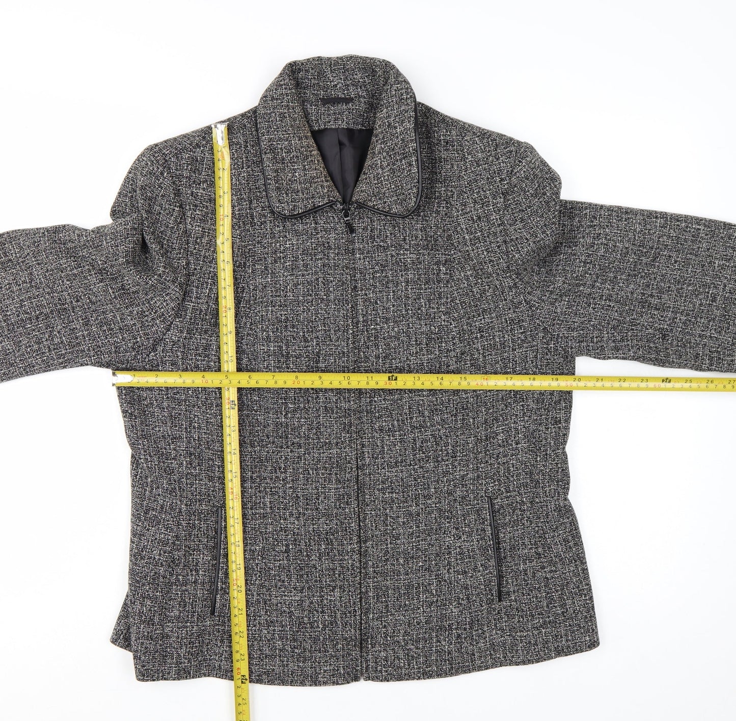 Berkertex Women's Grey Tweed Zip-Up Jacket Size 16 Lined Classic Style
