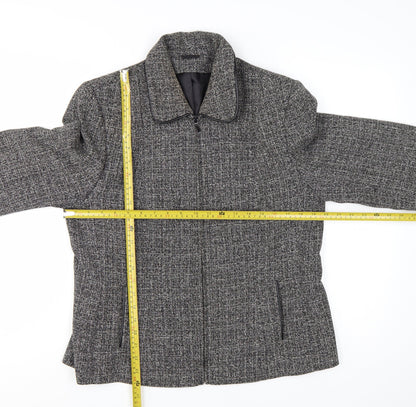 Berkertex Women's Grey Tweed Zip-Up Jacket Size 16 Lined Classic Style
