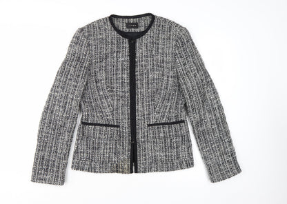 Linea Women Grey Bouclé Tweed Blazer Jacket Size 14 Wool Blend