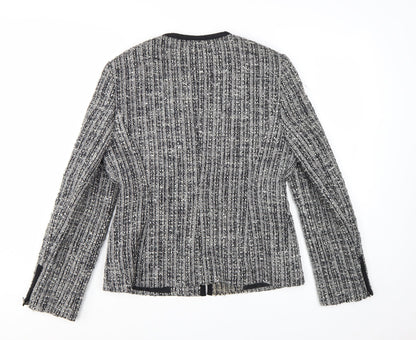 Linea Women Grey Bouclé Tweed Blazer Jacket Size 14 Wool Blend