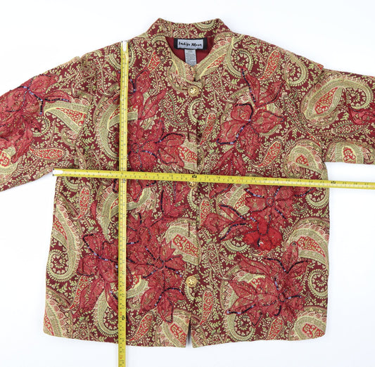 Indigo Moon Women's Red Paisley Embroidered Jacket 2XL Bohemian Style