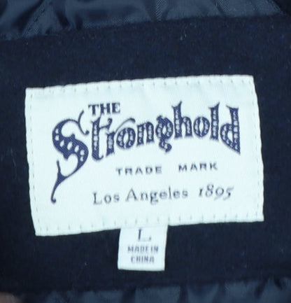 The Stronghold Men's Blue Varsity Jacket L Embroidered LA Wool Look