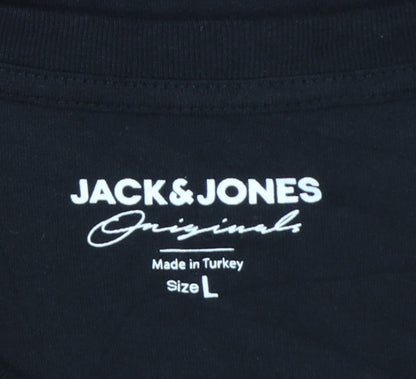 Jack & Jones Men's Black Pizza Graphic T-Shirt Size L