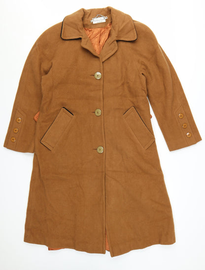Ashley Scott Petite Women's Brown Wool Blend Long Overcoat Size 10