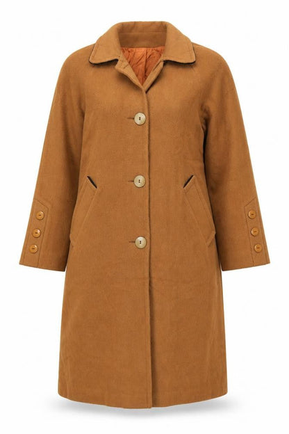 Ashley Scott Petite Women's Brown Wool Blend Long Overcoat Size 10