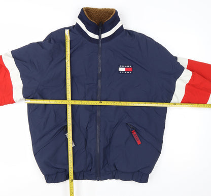 Tommy Jeans Men's Blue Bomber Jacket S Retro Lined Full Zip