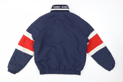 Tommy Jeans Men's Blue Bomber Jacket S Retro Lined Full Zip