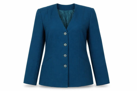 Eastex Blue Wool Single-Breasted Suit Jacket Women UK 12