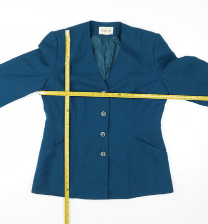 Eastex Blue Wool Single-Breasted Suit Jacket Women UK 12