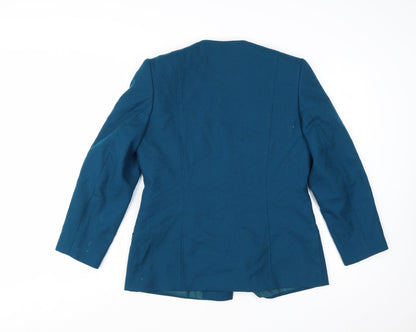Eastex Blue Wool Single-Breasted Suit Jacket Women UK 12