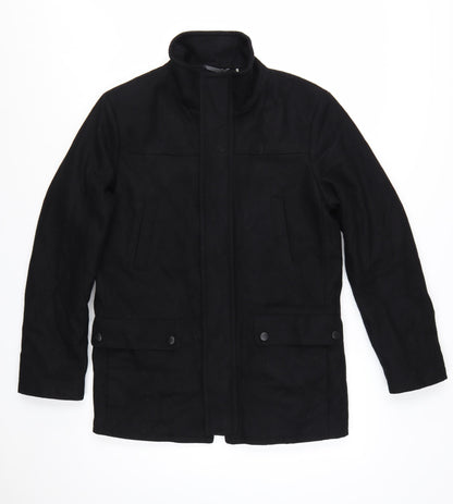 Kenneth Cole Reaction Men's Black Wool Blend Mid-Length Overcoat Size S
