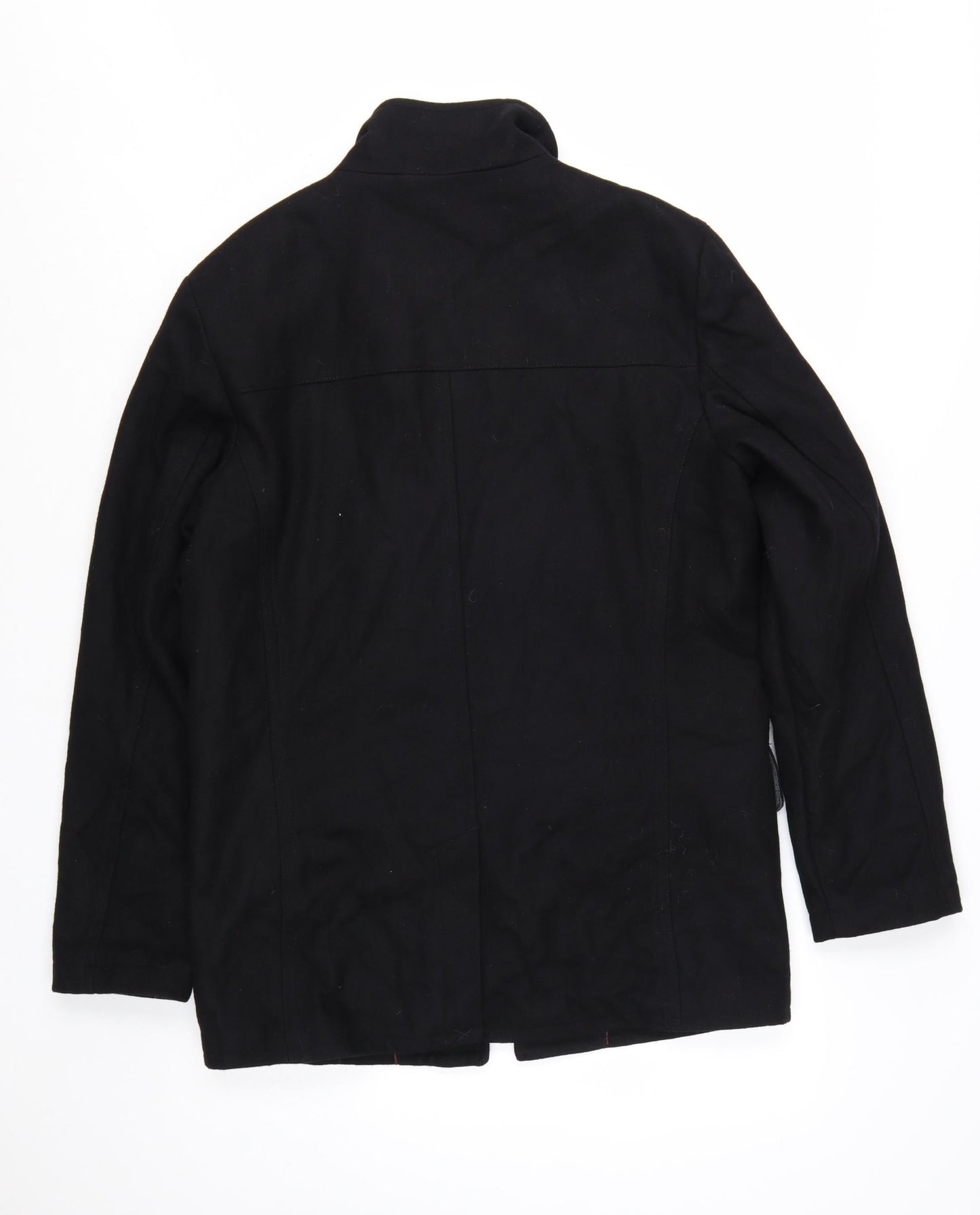 Kenneth Cole Reaction Men's Black Wool Blend Mid-Length Overcoat Size S
