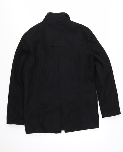 Kenneth Cole Reaction Men's Black Wool Blend Mid-Length Overcoat Size S