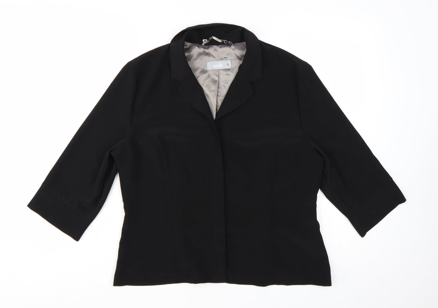 Wallis Womens Black Size 16 3/4 Sleeve Tailored Suit Jacket