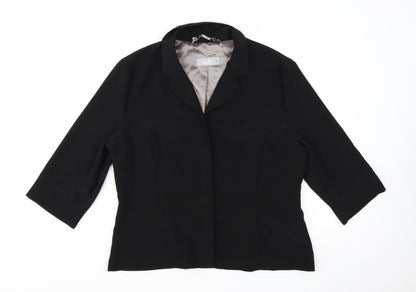 Wallis Womens Black Size 16 3/4 Sleeve Tailored Suit Jacket