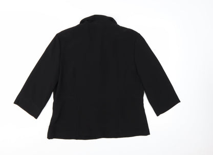 Wallis Womens Black Size 16 3/4 Sleeve Tailored Suit Jacket