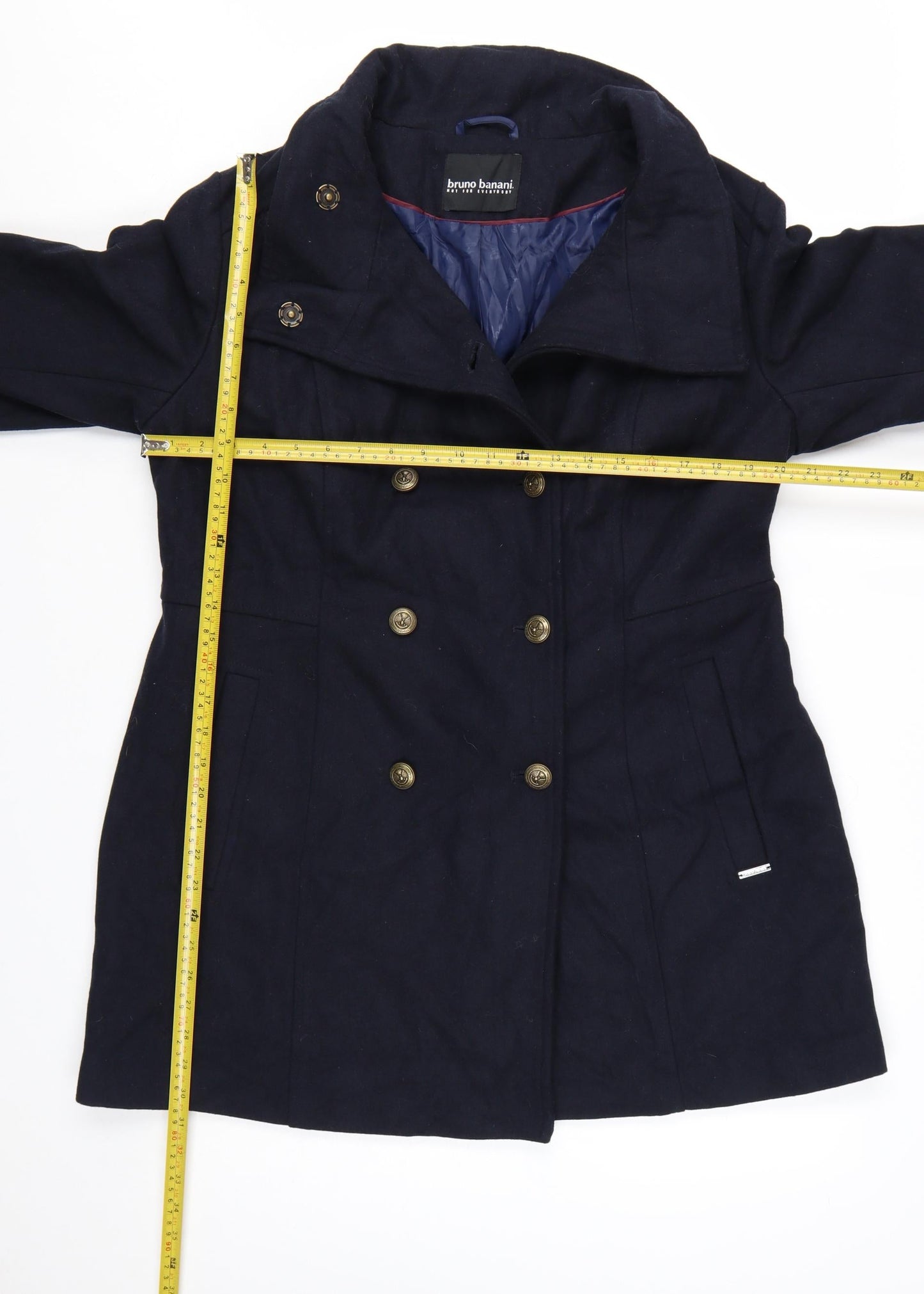 bruno banani Women's Navy Blue Wool Blend Pea Coat Size 20