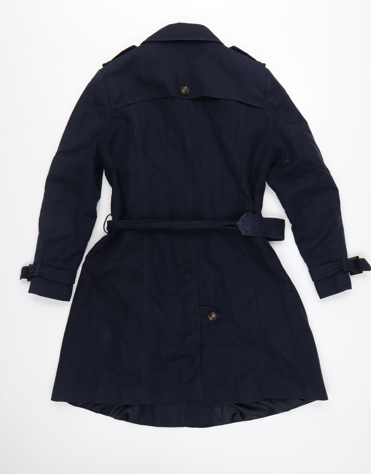 The Collection Debenhams Women's Blue Petite 16 Trench Coat Belted Mid-Length