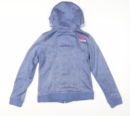 Superdry Women Blue Full Zip Hoodie Lined L Size Casual Sweatshirt