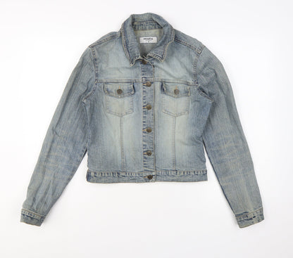Moto Womens Blue Denim Basic Jacket Size 8