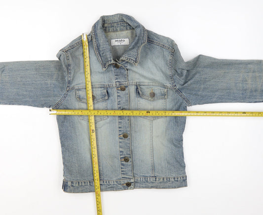 Moto Womens Blue Denim Basic Jacket Size 8