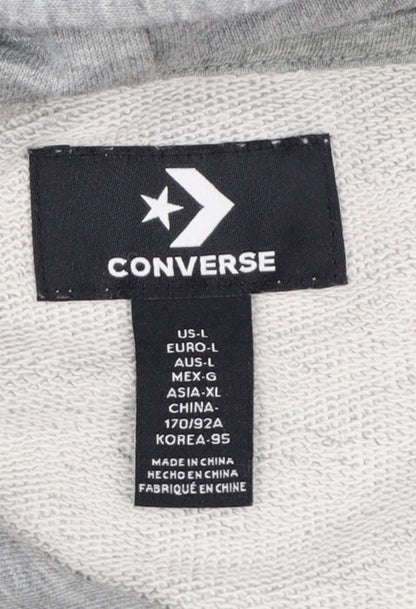 Converse Womens Grey Pullover Hoodie L Cotton Blend Casual