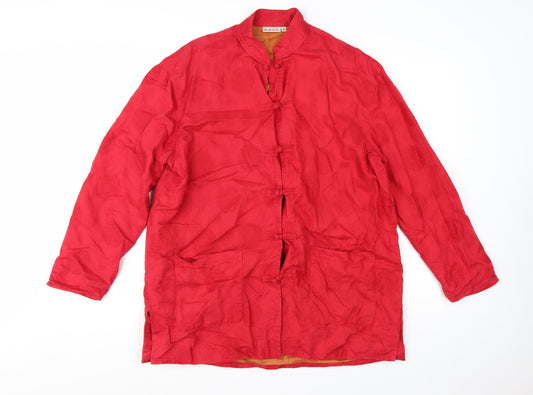 EAST Womens Red Linen Blend Kimono Jacket Size 14 Long Sleeve