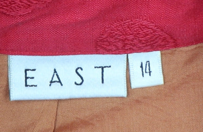 EAST Womens Red Linen Blend Kimono Jacket Size 14 Long Sleeve