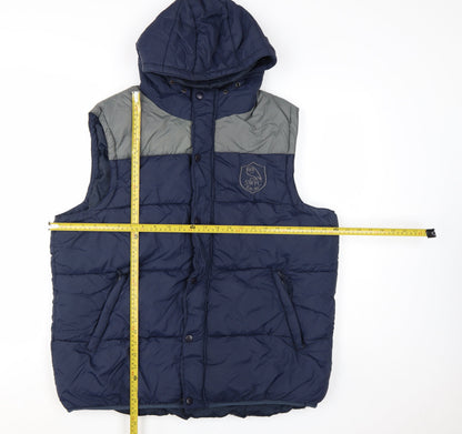 SWFC Mens Blue L Hooded Puffer Waistcoat Gilet Football Jacket
